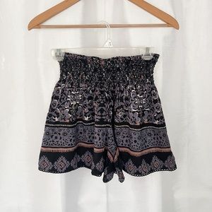 Flowy Angie Shorts with Purple and Black Pattern